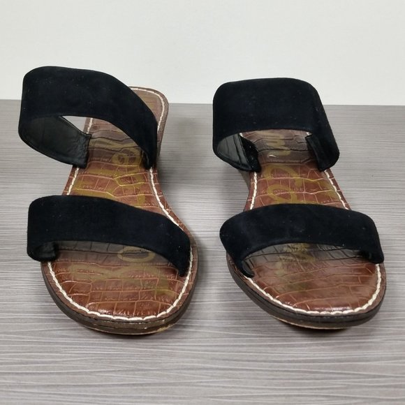 Sam Edelman Shellie Wedge Sandals, Black Suede, Womens Size 8.5 M / 38.5 - Picture 2 of 8